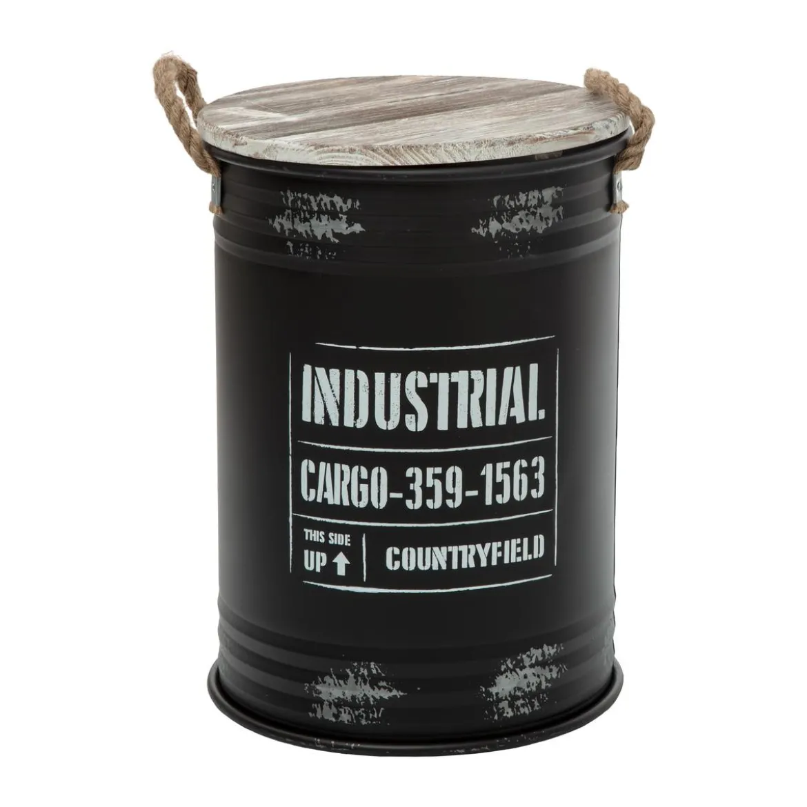 COFFRE BIDON NOIR INDUSTRIEL D.30X43CM