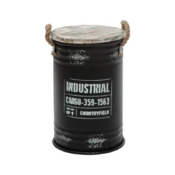 COFFRE BIDON NOIR INDUSTRIEL D.30X43CM