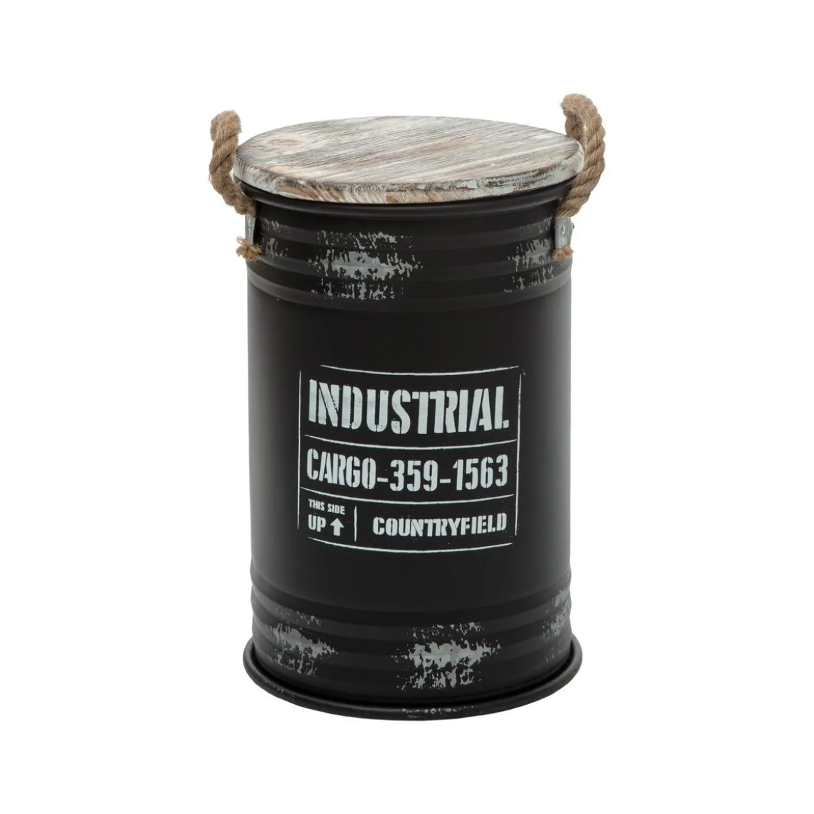 COFFRE BIDON NOIR INDUSTRIEL D.30X43CM
