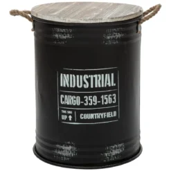 COFFRE BIDON NOIR INDUSTRIEL D.36X48CM