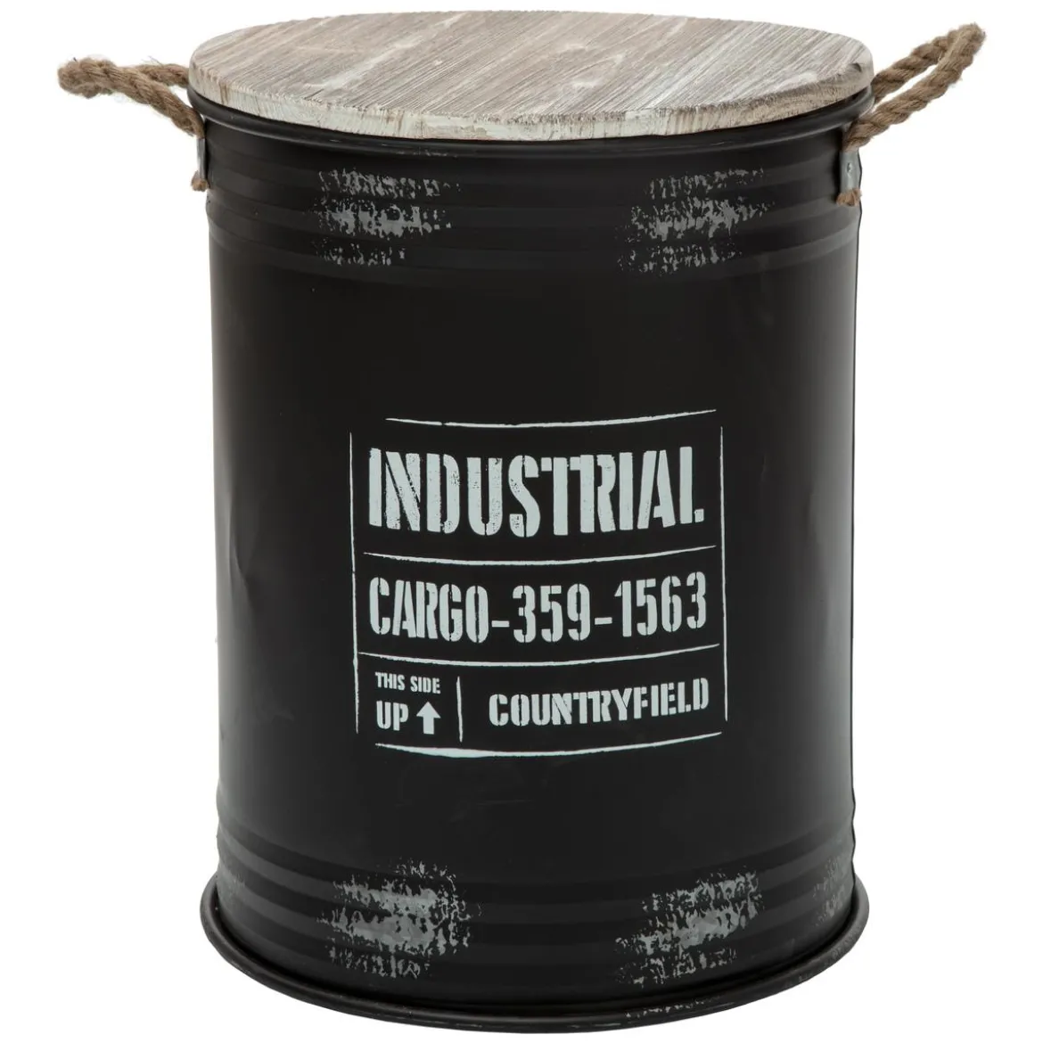 COFFRE BIDON NOIR INDUSTRIEL D.36X48CM