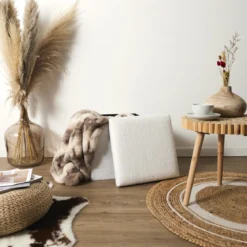 COFFRE POUF PLIABLE BOUCLETTE BLANC