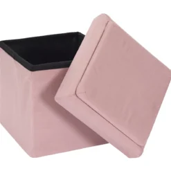 COFFRE POUF PLIABLE COMPATIBLE BRIQUE ROSE
