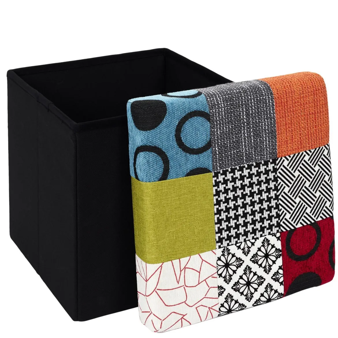 COFFRE POUF PLIABLE PATCHWORK