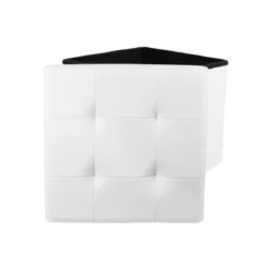 COFFRE POUF PLIABLE PU BLANC