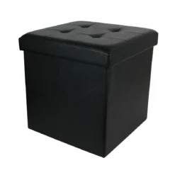 COFFRE POUF PLIABLE PU NOIR