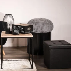 COFFRE POUF PLIABLE PU NOIR