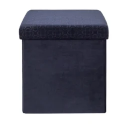 COFFRE POUF PLIABLE RETRO BLEU NUIT