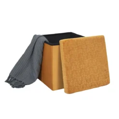 COFFRE POUF PLIABLE RETRO MOUTARDE