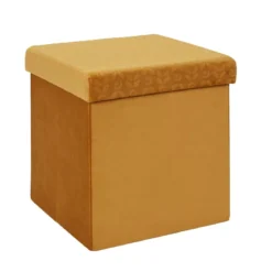 COFFRE POUF PLIABLE RETRO MOUTARDE