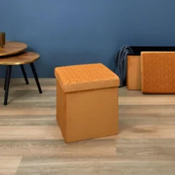 COFFRE POUF PLIABLE RETRO MOUTARDE