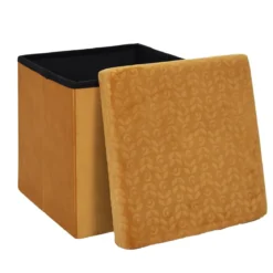COFFRE POUF PLIABLE RETRO MOUTARDE