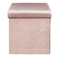 COFFRE POUF PLIABLE VELOURS COTELE GIULIA ROSE