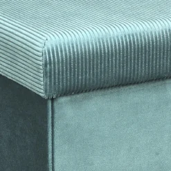 COFFRE POUF PLIABLE VELOURS COTELE GIULIA BLEU