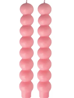 COFFRET 2 BOUGIES BOULES ROSES 3.5X23CM