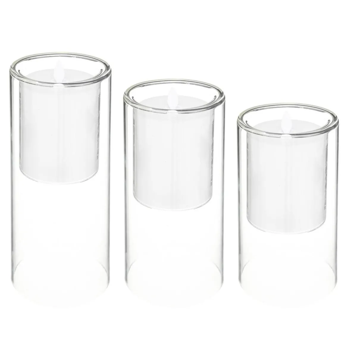 COFFRET 3 BOUGIES DOUBLE VERRE LED