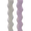 COFFRET 2 BOUGIES FORME ONDULEE VIOLET ET BLANC 3X23.5CM