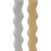 COFFRET 2 BOUGIES FORME ONDULEE JAUNE ET BLANC 3X23.5CM
