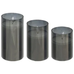COFFRET 3 BOUGIES LED VERRE SENA NOIR