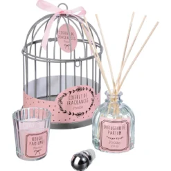 COFFRET CAGE AVEC DIFFUSEUR ET BOUGIE LOLA