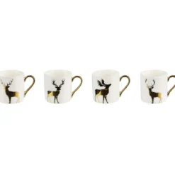 COFFRET 4 MINI MUGS CERF DORE