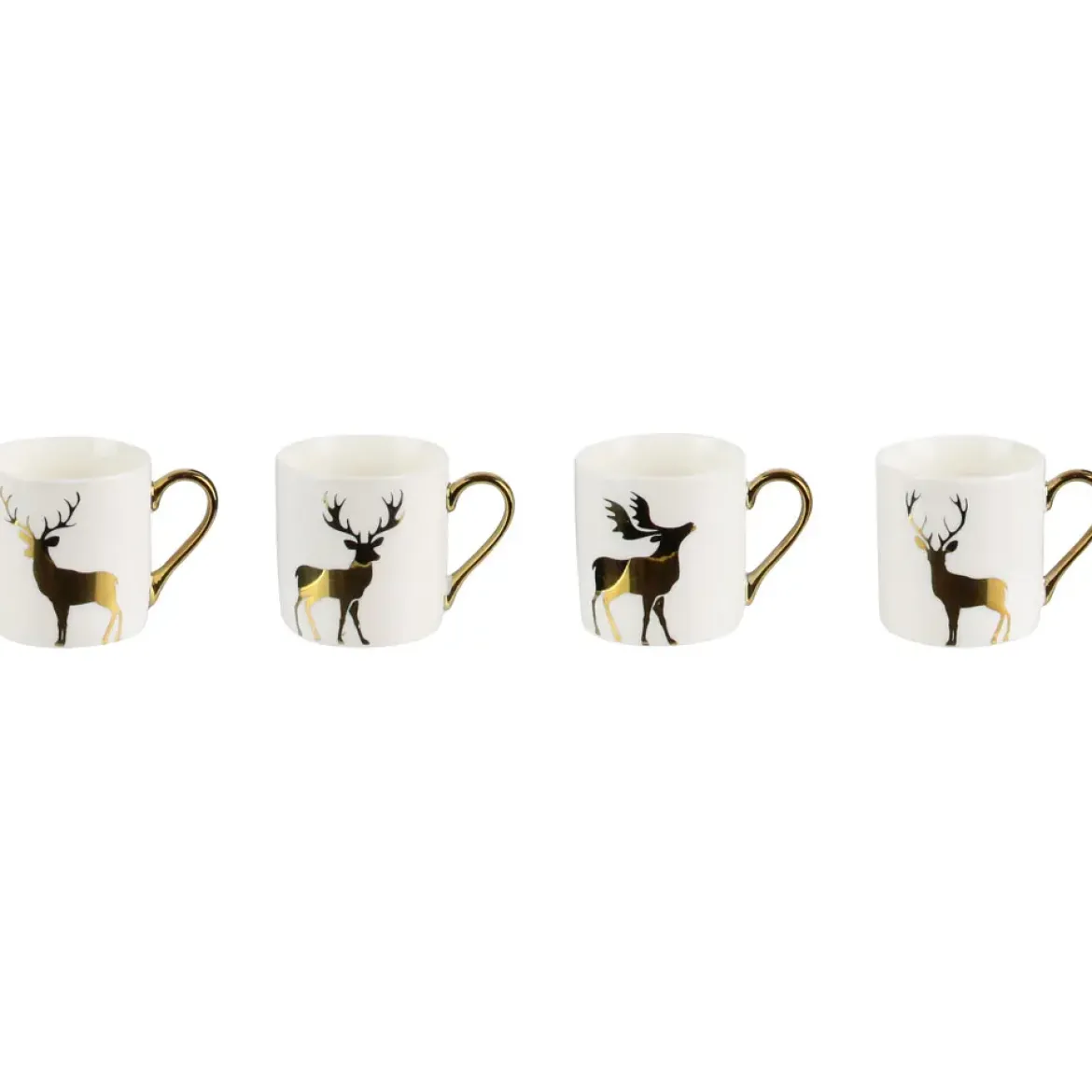 COFFRET 4 MINI MUGS CERF DORE