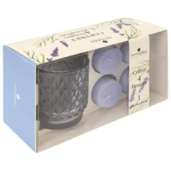 COFFRET PHOTOPHORE OUDY AVEC 4 BOUGIES VIOLET