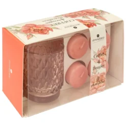 COFFRET PHOTOPHORE OUDY AVEC 4 BOUGIES ROSE