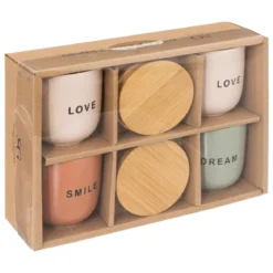 COFFRET 4 TASSES MOTS 10CL