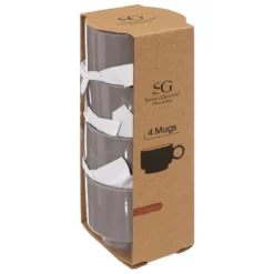 COFFRET 4 TASSES RETRO GRIS 10CL