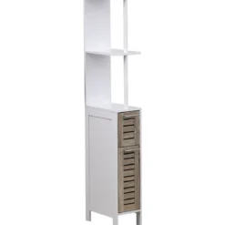 COLONNE PETIT ESPACE BLANCHE 2 ETAGERES 2 PORTES STOCKHOLM