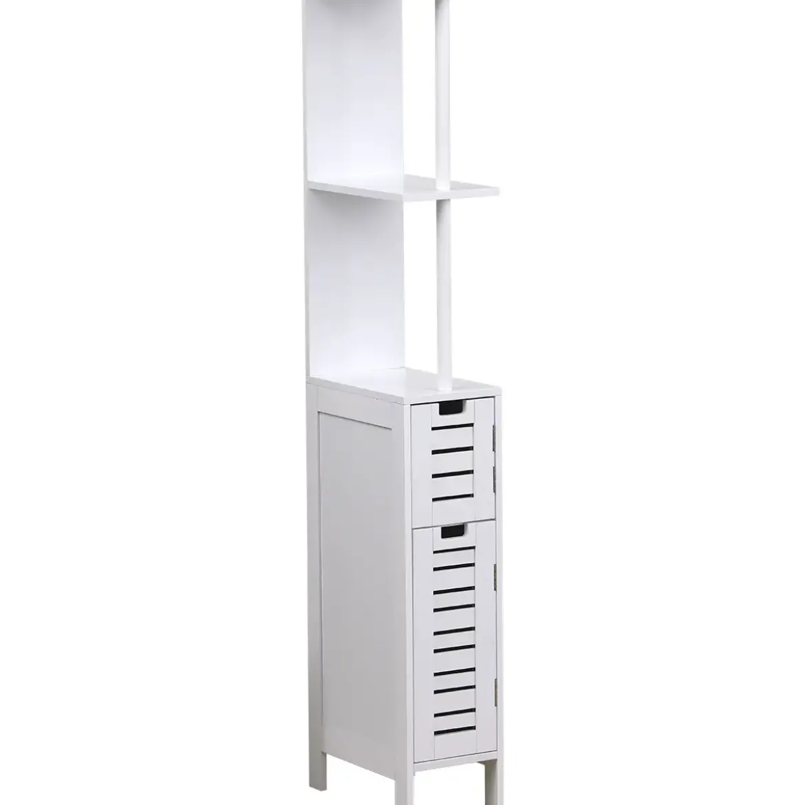 COLONNE PETIT ESPACE BLANCHE 2 PORTES 2 ETAGERES MIAMI