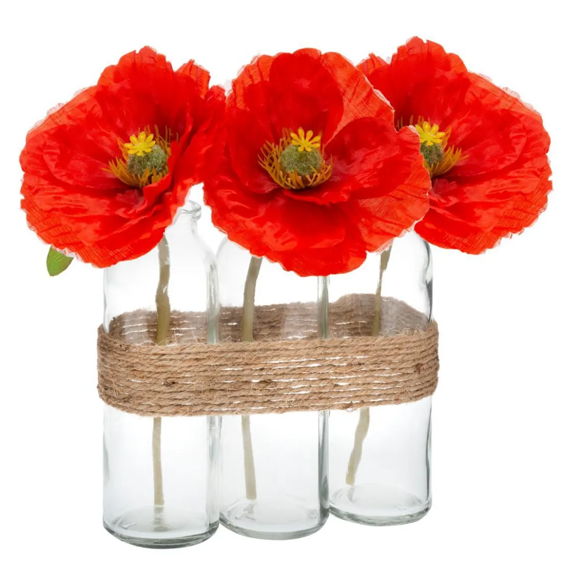 COMPOSITION COQUELICOT TUBE VERRE H.23CM X3