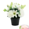 COMPOSITION PIVOINES MARGUERITES ET FEUILLAGES H.24CM COULEU