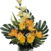 COMPOSITION ROSES ORCHIDEES GLAIEULS H.50CM 3 COULEURS