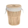 CORBEILLE COUVERCLE FACON CORDE BEIGE 25X32CM