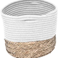 CORBEILLE OVALE GM COTON MATIERE VEGETALE BLANC NATUREL