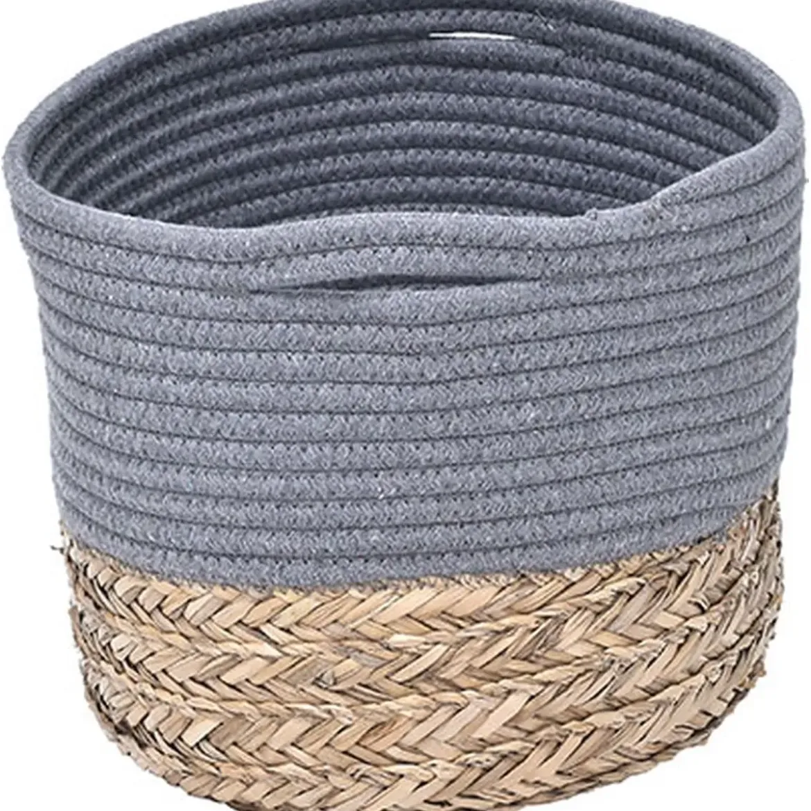 CORBEILLE OVALE GM COTON MATIERE VEGETALE GRIS NATUREL