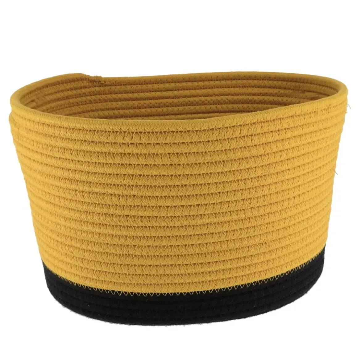 CORBEILLE OVALE GRAND MODELE COTON 32X25CM OCRE NOIR