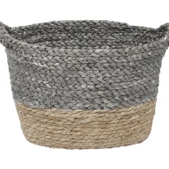 CORBEILLE OVALE MATIERE VEGETALE D.32X25X20CM NATUREL GRIS