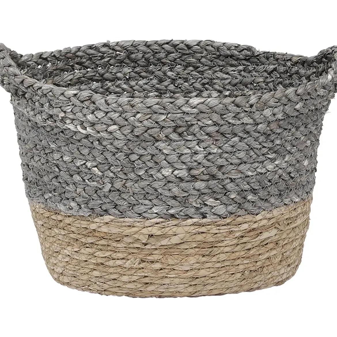CORBEILLE OVALE MATIERE VEGETALE D.32X25X20CM NATUREL GRIS