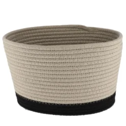 CORBEILLE OVALE MOYEN MODELE COTON 28X22.5CM FICELLE NOIR