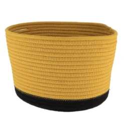 CORBEILLE OVALE MOYEN MODELE COTON 28X22.5CM OCRE NOIR