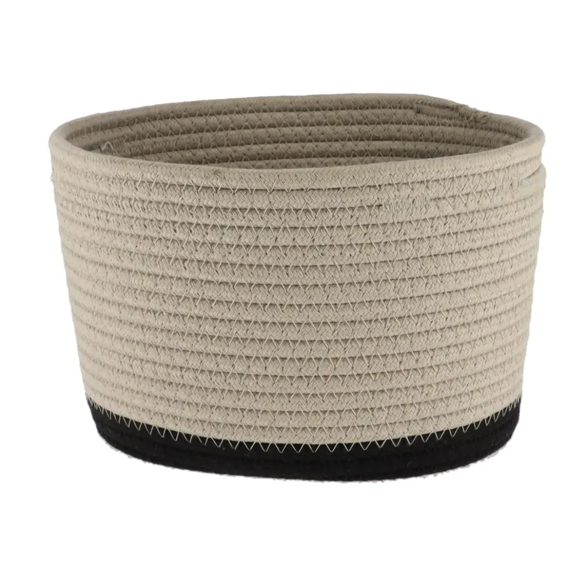 CORBEILLE OVALE PETIT MODELE COTON 25X20CM FICELLE NOIR