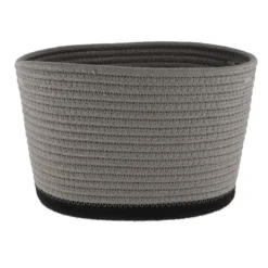 CORBEILLE OVALE PETIT MODELE COTON 25X20CM GRIS NOIR