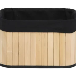 CORBEILLE RECTANGLE 22X16X14CM BAMBOU TISSU NOIR