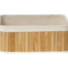CORBEILLE RECTANGLE 37X25X15CM BAMBOU TISSU LIN