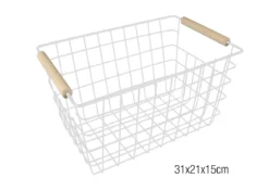 CORBEILLE RANGEMENT METAL BLANC 31X21X15CM