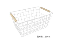 CORBEILLE RANGEMENT METAL BLANC 25X18X12.5CM