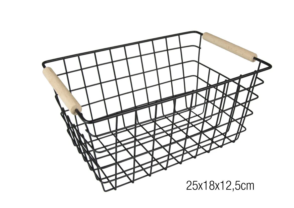 CORBEILLE RANGEMENT METAL NOIR 25X18X12.5CM